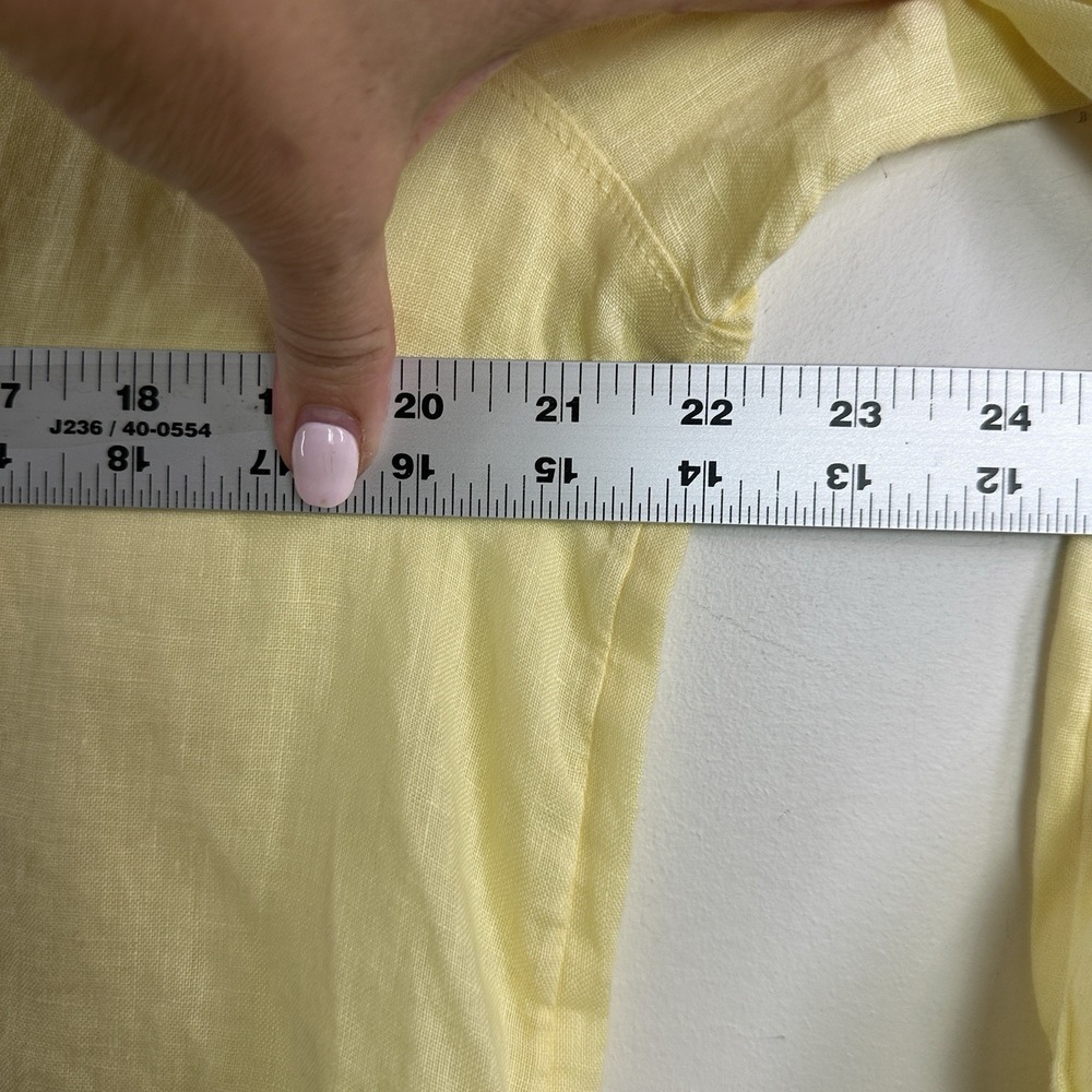 Laura Ashley L Shirt Butter Yellow Linen Button Up Long Sleeve Coastal Preppy - Picture 6 of 9